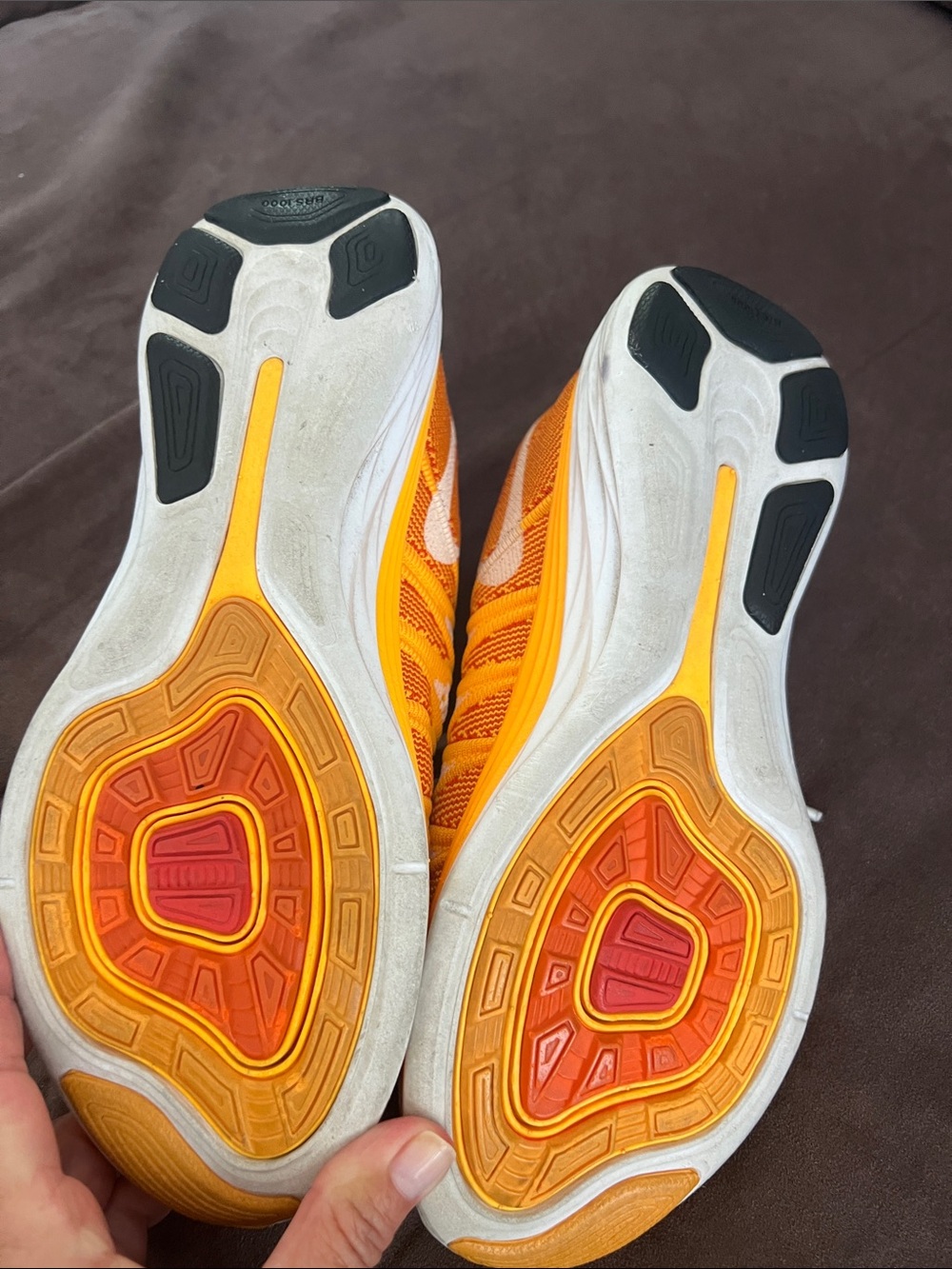 Nike Orange and White Women's Knit Athletic Sneakers - Picture 3 of 5